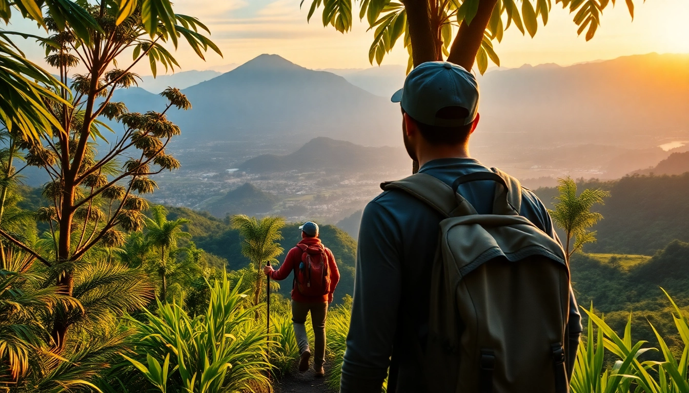 Guided trek through Lombok's lush jungles offering scenic mountain views with expert guides leading the way.