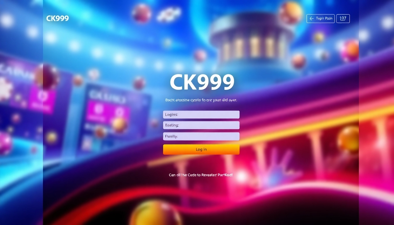 Clear depiction of a CK999 login page emphasizing quick and secure access to casino games with a user-friendly interface.