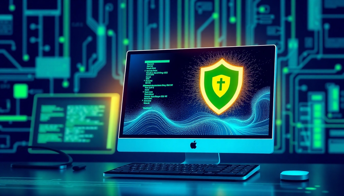 Secure cybersecurity concept emphasizing malware protection on https://sys32win.com/ with shield and digital elements, highlighting protection against spyware and viruses for Windows systems.