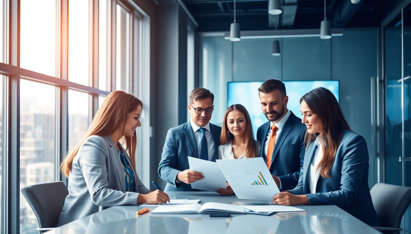 Professional team collaborating in a modern office, emphasizing expert comptable Casablanca