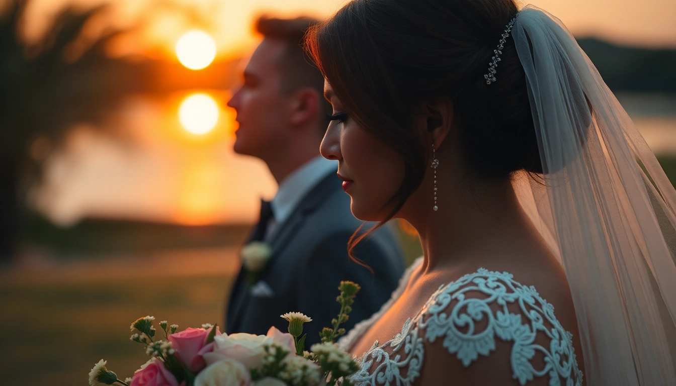 Professional eskuvoi fotos capturing a natural candid moment during a wedding outdoor at sunset