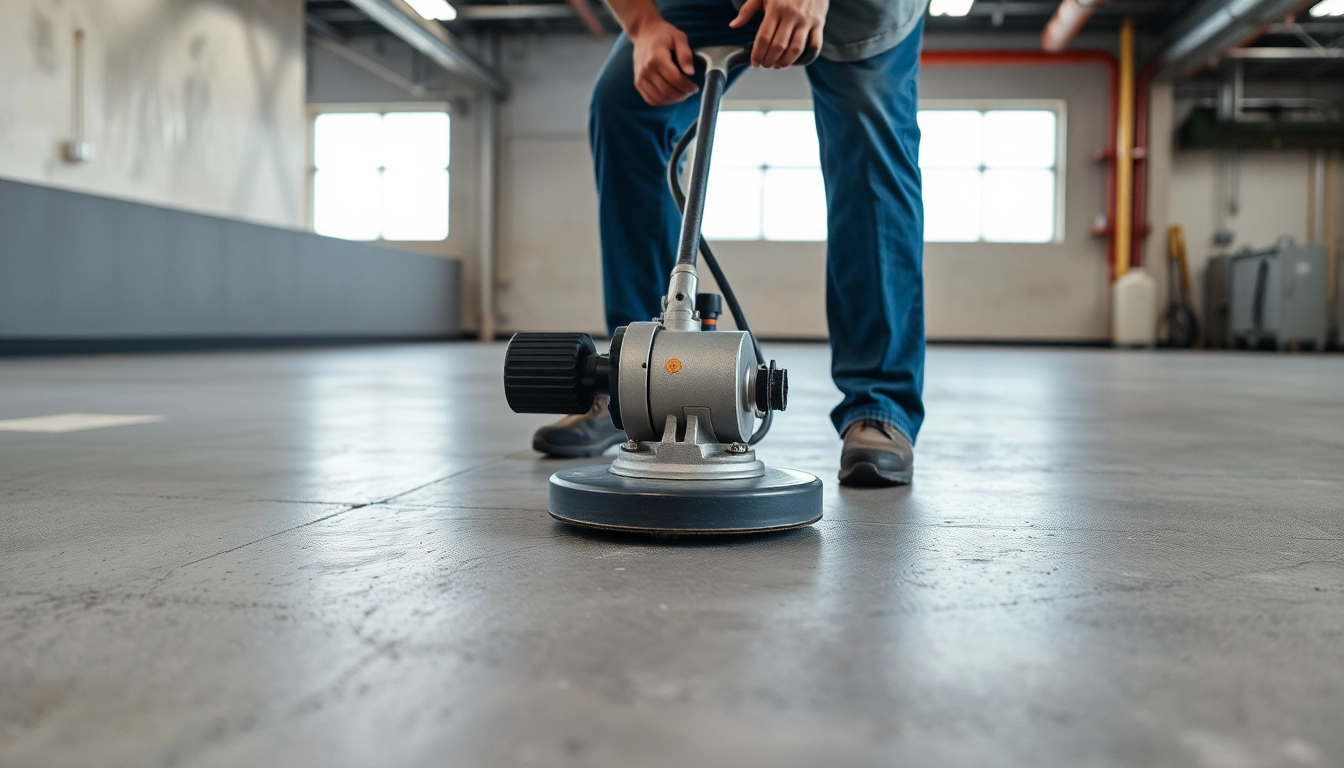 Concrete grinding Birmingham team performing industrial floor grinding with advanced equipment